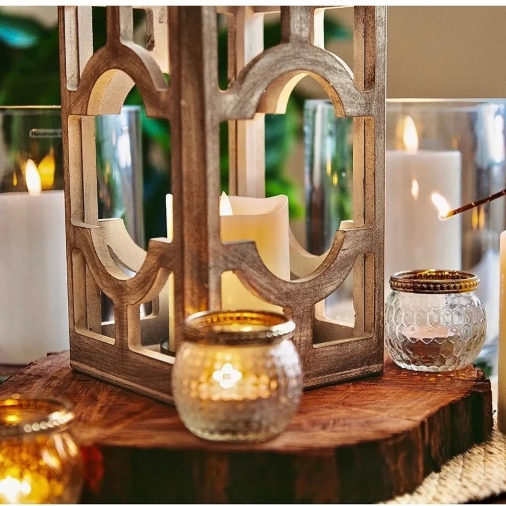Set of 4 Small crystal & silver Candle Holders